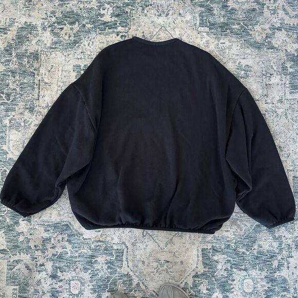 Fear of God Essentials Sweatshirt Mens Medium Black Crew Logo Patch Oversized - Picture 2 of 11